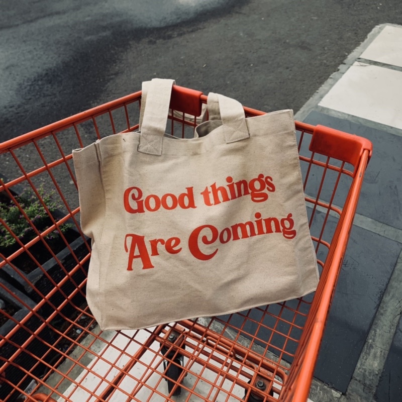 Tas Totebag Aesthetic - Good things Kanvas Tebal