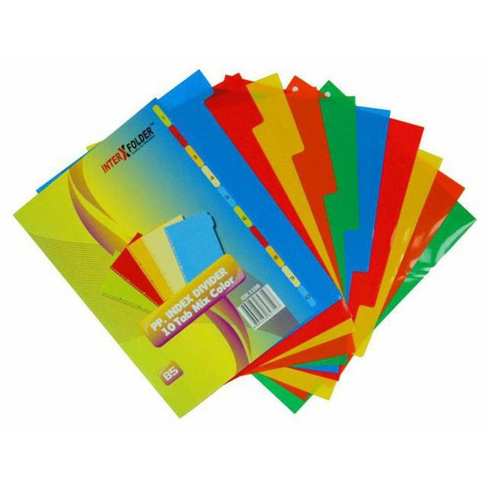 

PEMBATAS BUKU BINDER DEVIDER INTERX FOLDER 10 TAB MIX COLOUR