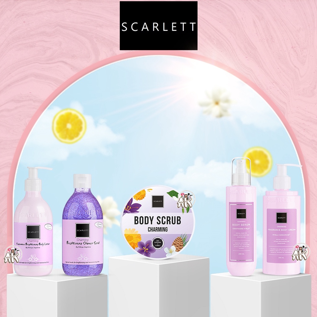 SCARLETT WHITENING CHARMING SERIES ( BODY LOTION / BODY SHOWER / BODY SERUM / BODY CREAM / BODY SCRUB )