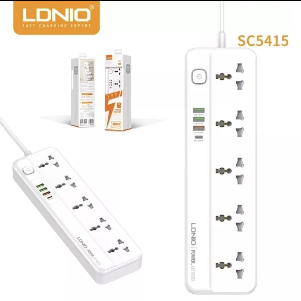 Stop Kontak Power Soket LDNIO SC5415 colokan listrik 5 power 1PD 1QC 3.0 2USB