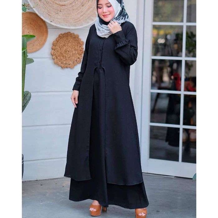Jual JANNAH DRESS Baju Gamis Wanita Terbaru 2020 Dress Wanita Elegant Trend - Hitam, L Limited