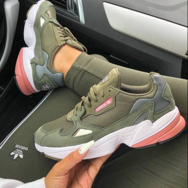 adidas falcon grey green pink