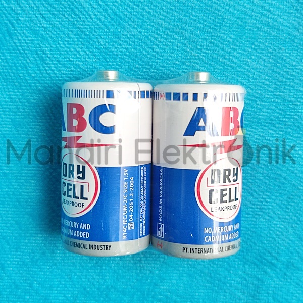 Baterai ABC R14 sedang 1,5V - Baterai Sedang ABC Biru - Baterai Tanggung Size C ABC Biru R14