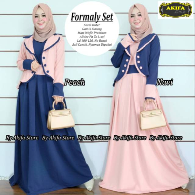 Formaly set waffle premium ld 100-120 cardi outer gamis kutung