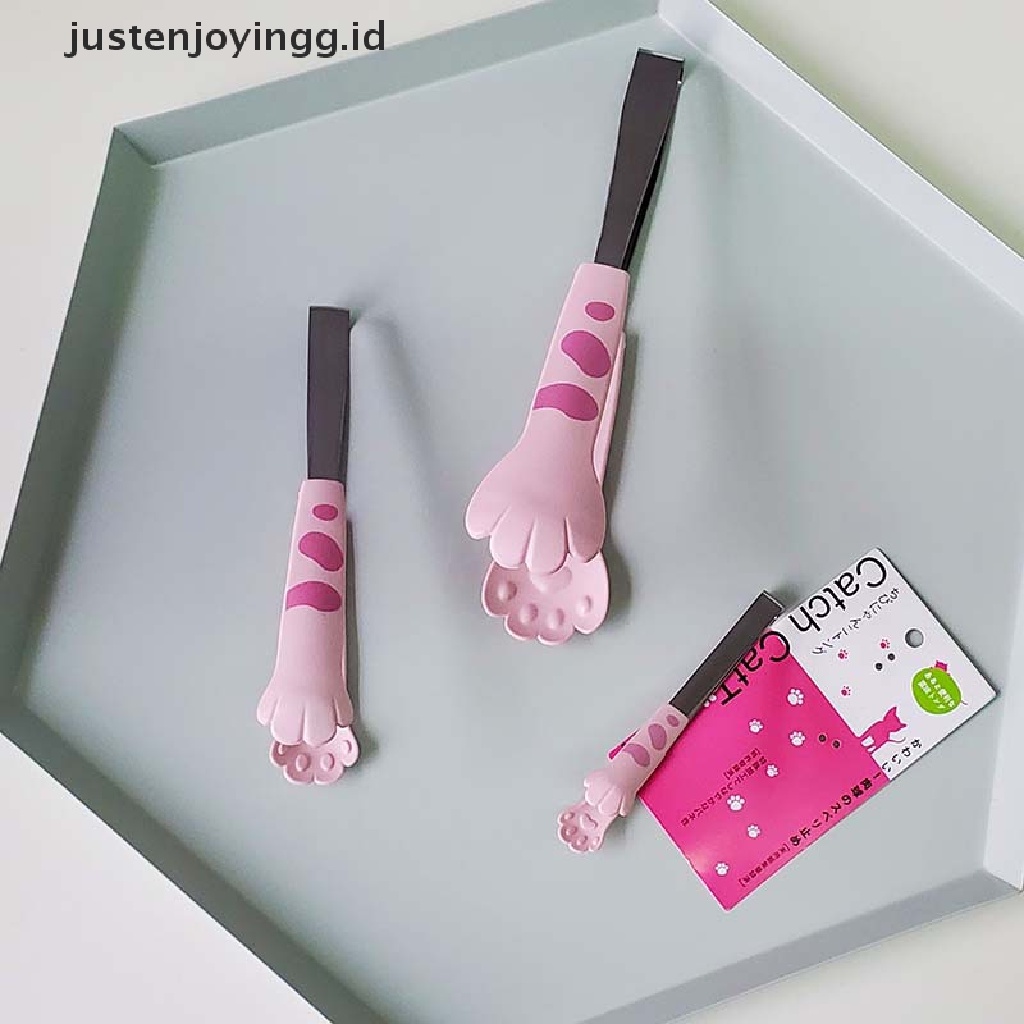 // justenjoyingg.id // Cat Paw Shape Food Tongs Cute Cartoon Meal Tongs Stainless Steel Barbecue Tongs ~