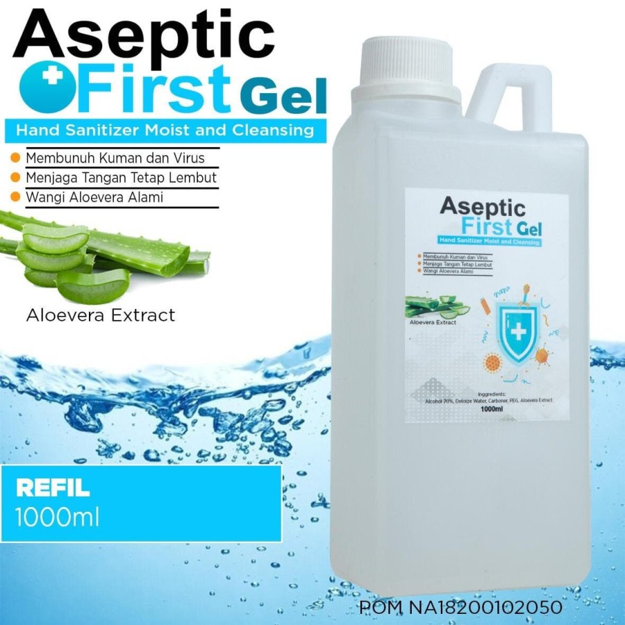 Hand Sanitizer Gel Refill Aseptic First Berizin BPOM Refill 1 Liter