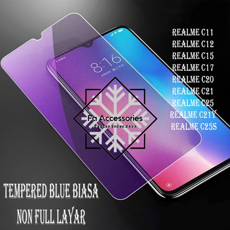 Fa Tempered glass blue Realme C11 c12 c15 c17 C20 C21 C25 C21Y C25S C31 C30 C35 C33 Y S antiradiasi light screen