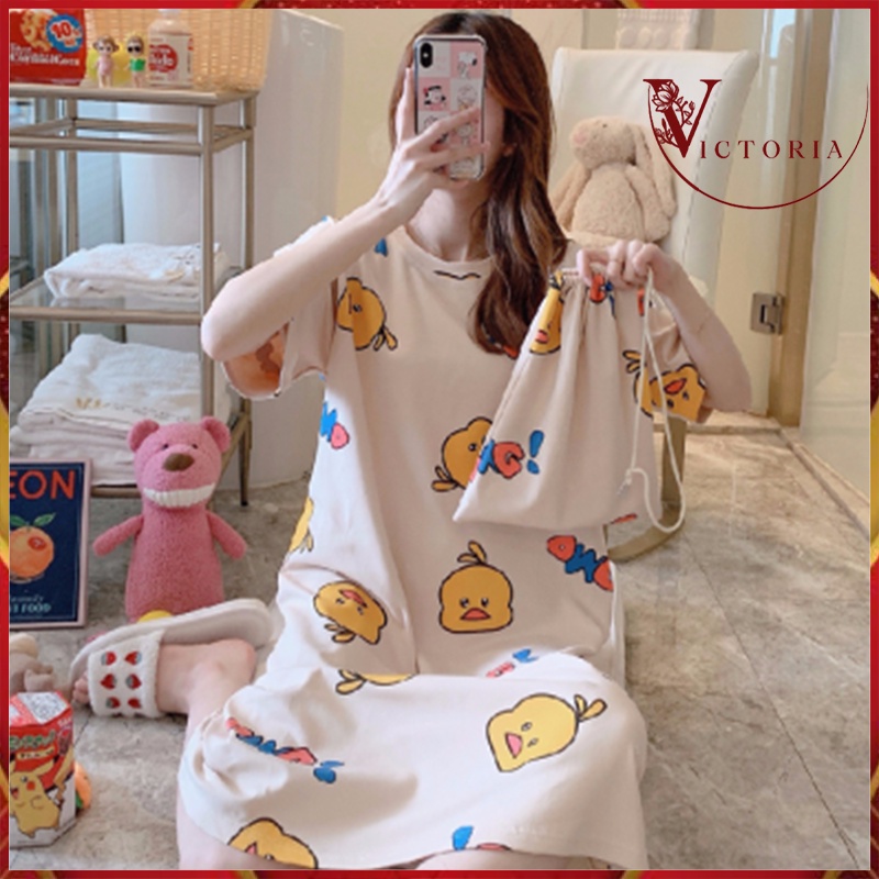 Victoria Pakaian Wanita Import Daster Motif Kartun Longgar Korea Fit to XXL 4014