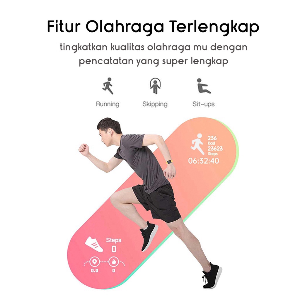 [Temuera] SmartWatch Y68 Sport Tahan Air Bluetooth Smart Watch Pelacak Kebugaran Gelang Pedometer Heart Rate