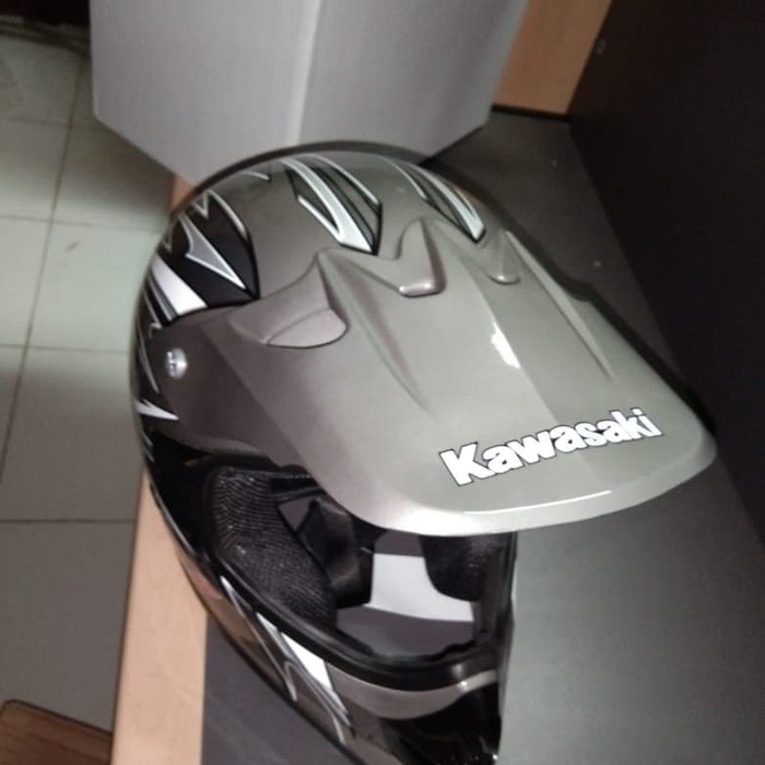 OFC helm kawasaki klx cross - Abu-abu
