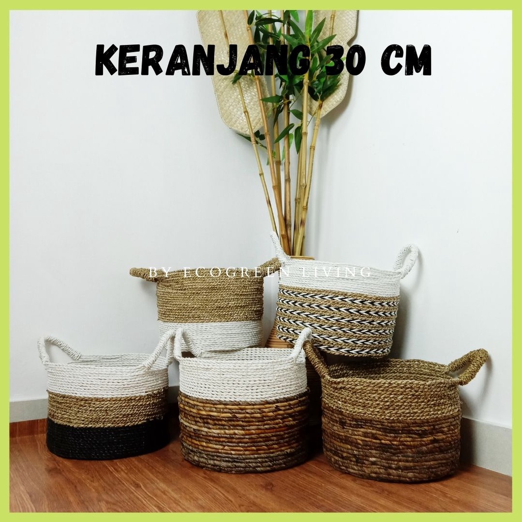 KERANJANG SEAGRASS SATUAN / COVER POT SEAGRASS DIAMETER 30CM