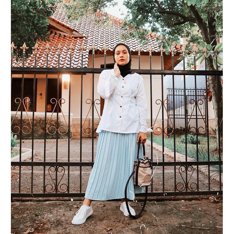 Rok Plisket Bawahan Wanita Flare Skirt Fashion Grosir Terlaris / ROK PLISKET SUPER MAYUNG/ FLARE SKI-Rok Plsket-BIRU MUDA