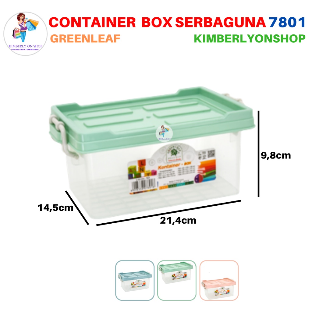 Container Q Seven Box Tempat Penyimpanan 1,7 Liter 7801 Green Leaf