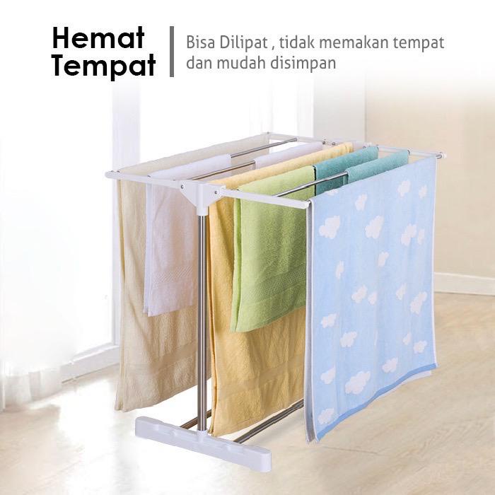 Rak Jemuran Handuk Stainlees Gantungan Handuk Jemuran Handuk Lipat Serbaguna Jemuran Baju Bayi Menara 3 Tingkat GOSHOP88