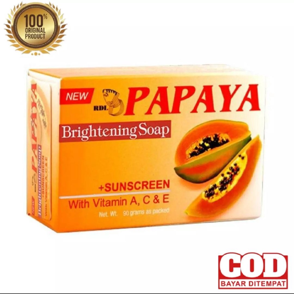 Sabun Papaya RDL Besar / Sabun Pencuci Muka Pepaya / Papaya Whitening Soap plus Vit A, C &amp; E / Sabun