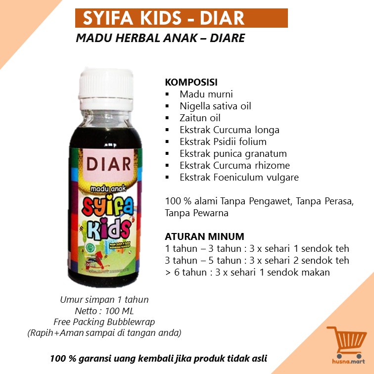 Madu Anak Syifa Kids DIAR [Diare] / Herbal Obat Diare Anak Alami - Asli