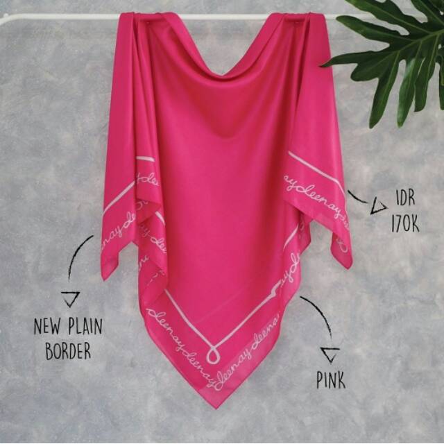 Kerudung deenay new plain border pink fanta