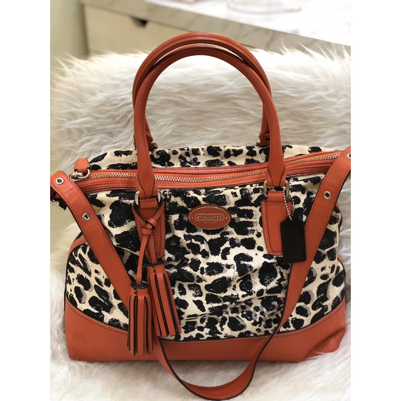 Preloved tas Coach Satchel Ocelot Leopard Leather Bag. E1220-19988