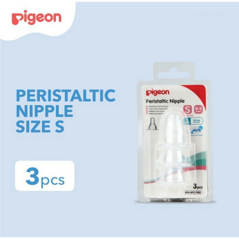 PIGEON 3pcs Nipple Peristaltic Slim Neck Standard Neck Dot Silicone Peristaltik