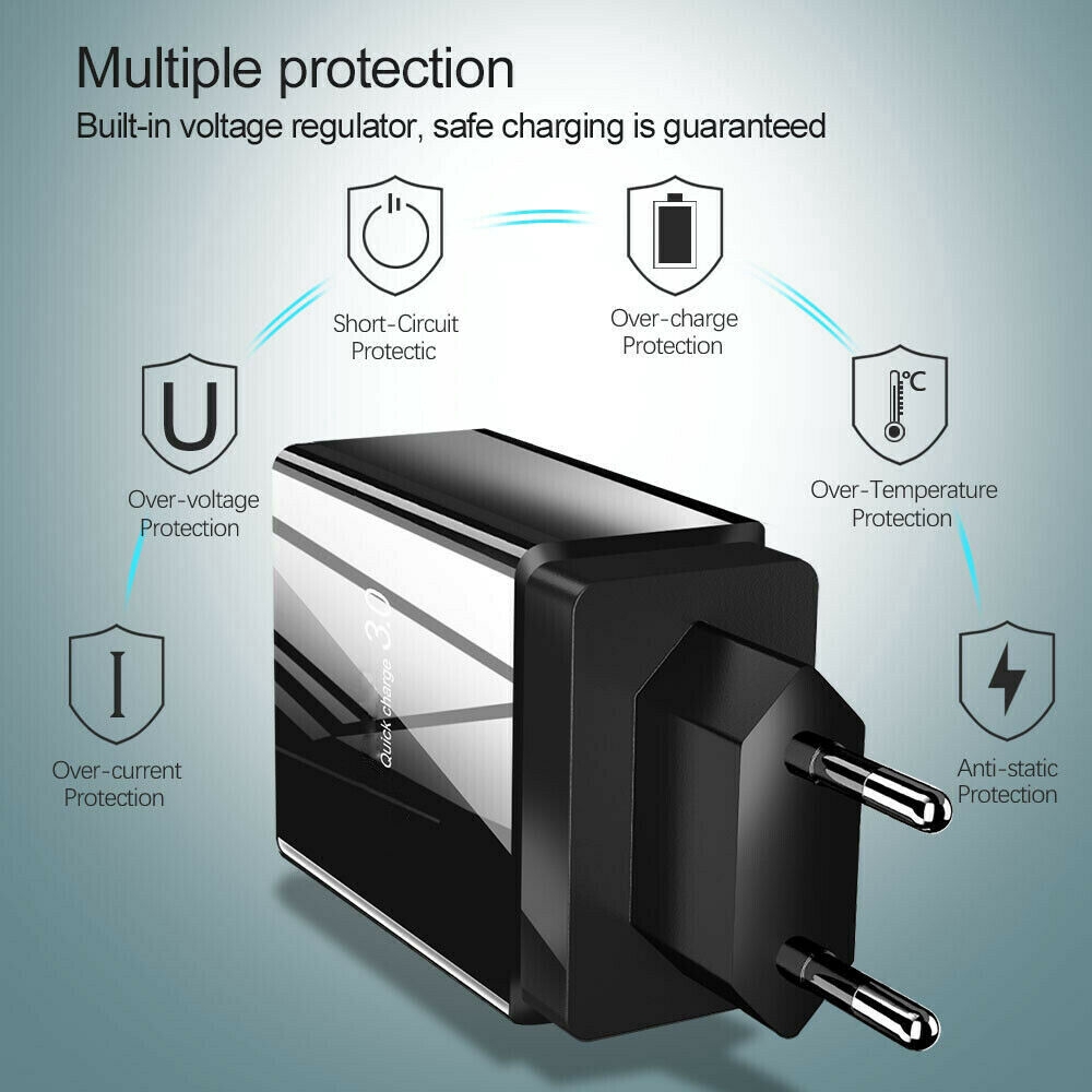 48W 4 Ports Adapter / QC 3.0 Quick Charge 3.0 USB Charger/ /EU/US/UK Plug Wall Mobile Phone Fast Charger