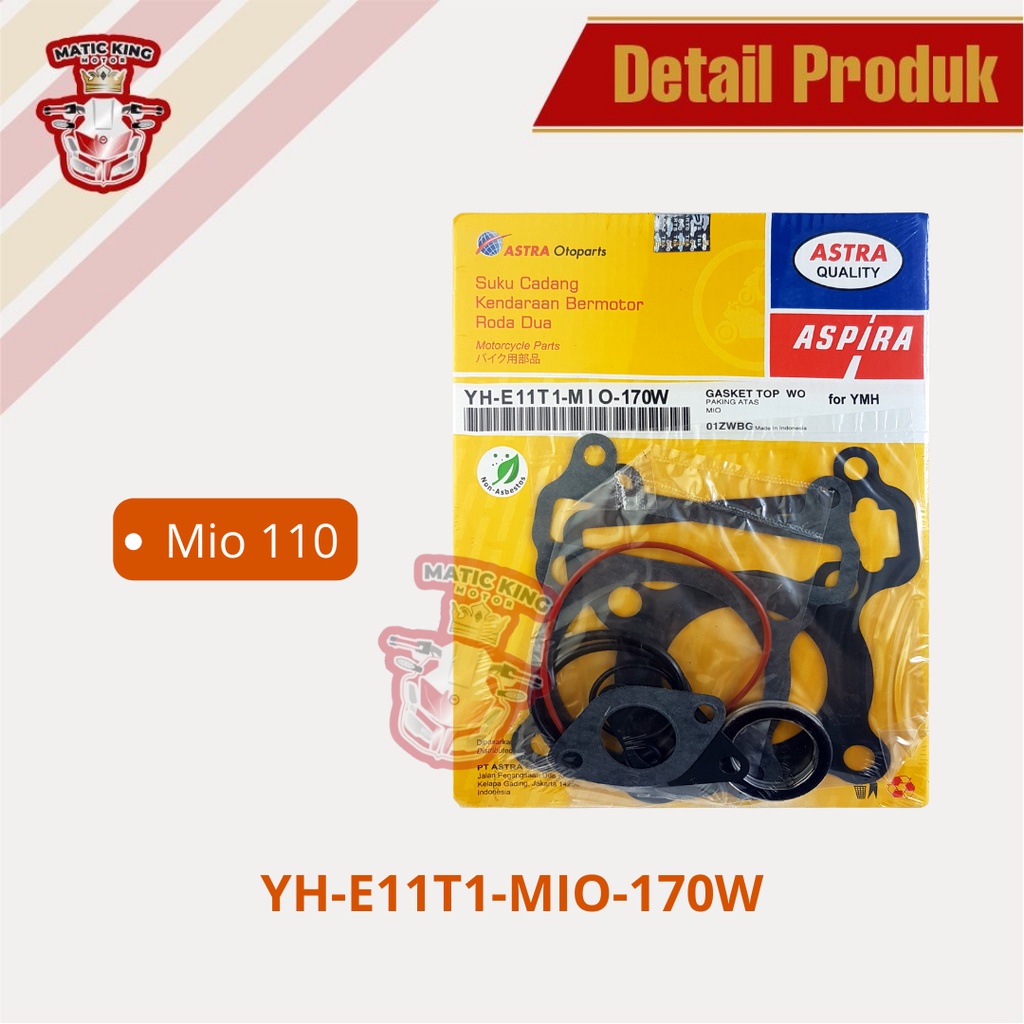 Paking gasket topset Yamaha Mio Sporty Smile Soul Fino Nouvo Karbu asli ASPIRA YH-E11T1-MIO-170W