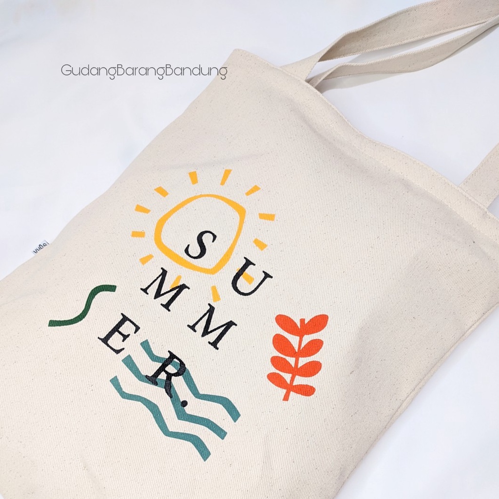 Tote Bag Kanvas Resleting dengan Desain Korean Style 'Summer' untuk Wanita: Gaya yang Segar untuk Musim Panas!