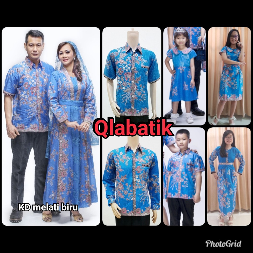 SARIMBIT COUPLE BATIK KELUARGA/FAMILY GAMIS MUSLIM KRISDAYANTI (KD) DSR WARNA BIRU