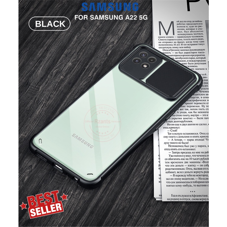 Case Samsung A22 5G Camshield Crystal Bening Camera Protect Slide PC