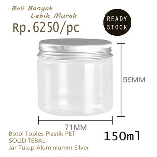  Botol  Toples Makanan 150ml POT  Kosmetik  Jar Plastik PET 