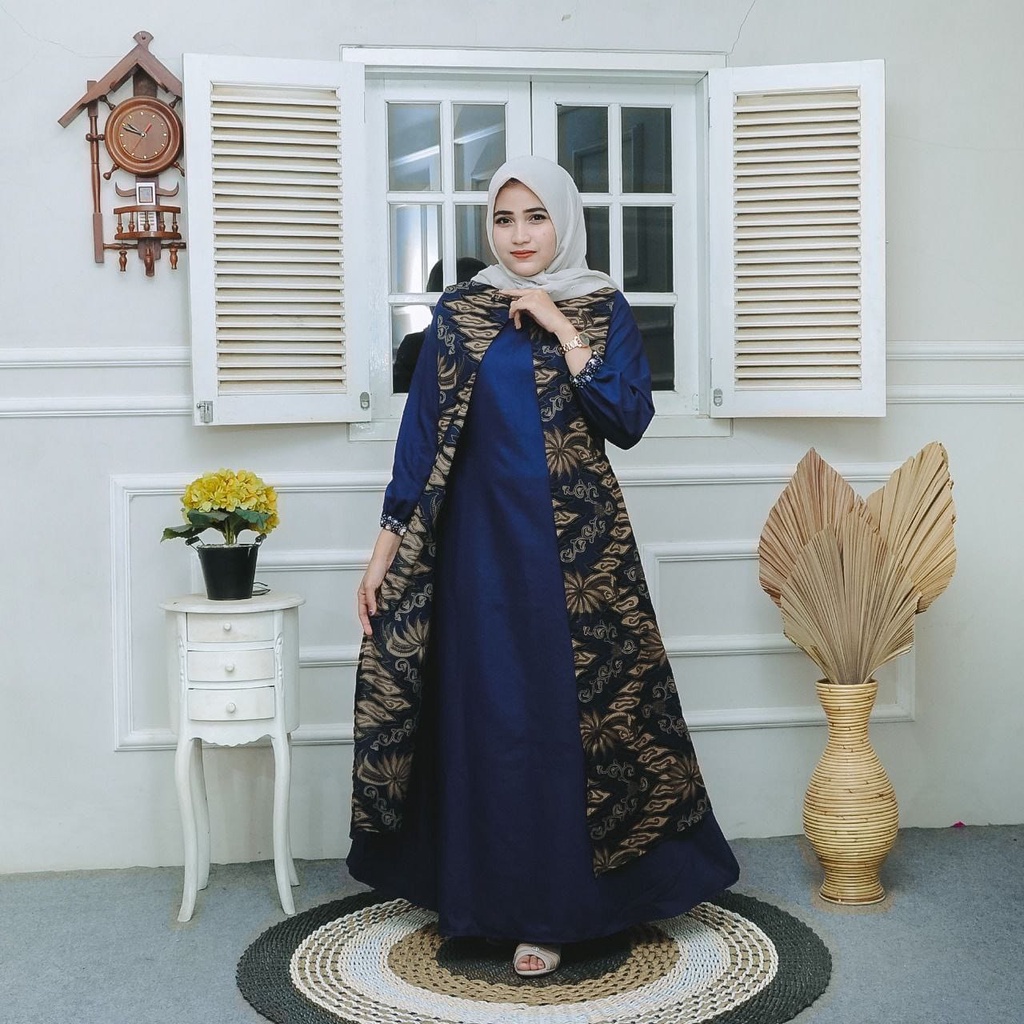 Baju Gamis Elizia Maxy, Katun HQ Kombinasi Toyobo, Ori Gamis Batik Aksara Pekalongan BIG SIZE JUMBO