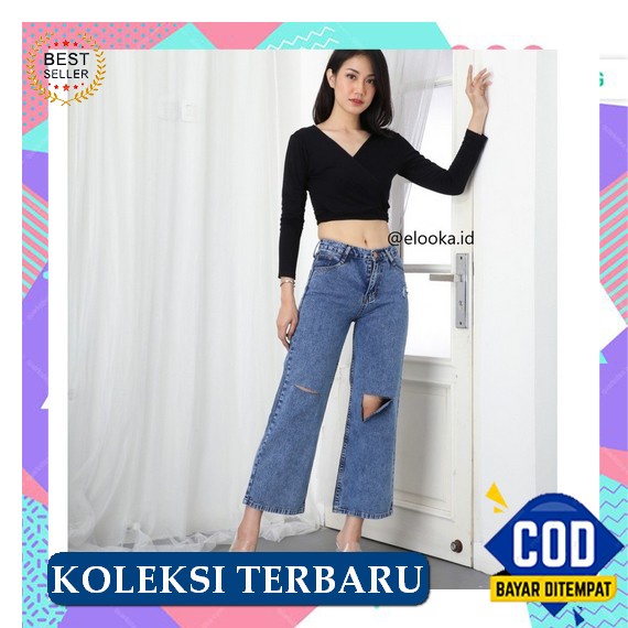 Cutbray Jeans Wanita Emily Garment Jeans Bootcut Denim Import Bahan Stretch Premium By Evodom Elooka