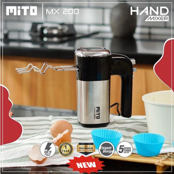 Mito Hand Mixer MX200 Pengocok Adonan Kue 5 Kecepatan Garansi Resmi