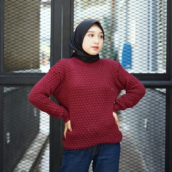 SWEATER NANAS ROUNDHAND RAJUT/ATASAN RAJUT WANITA