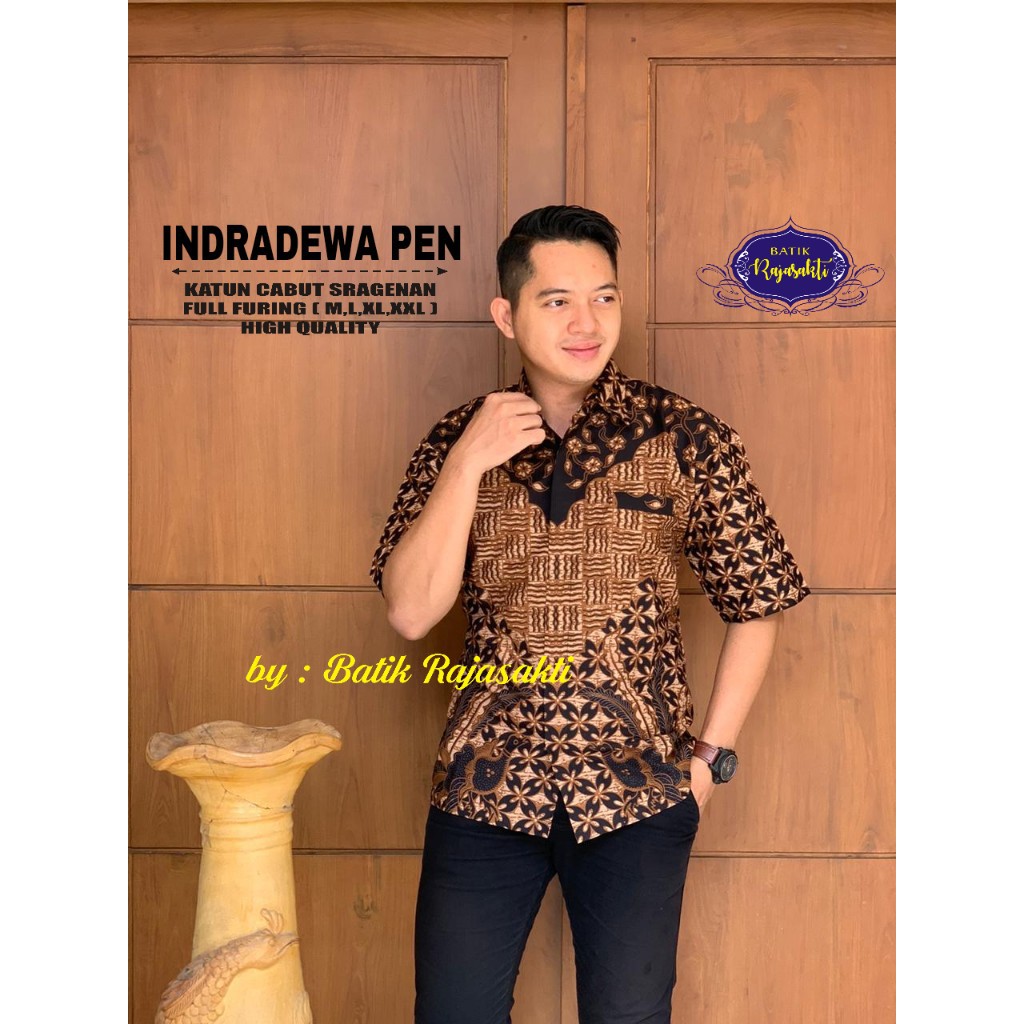 INDRADEWA PENDEK Kemeja Batik Pria Full Furing Katun Sragenan