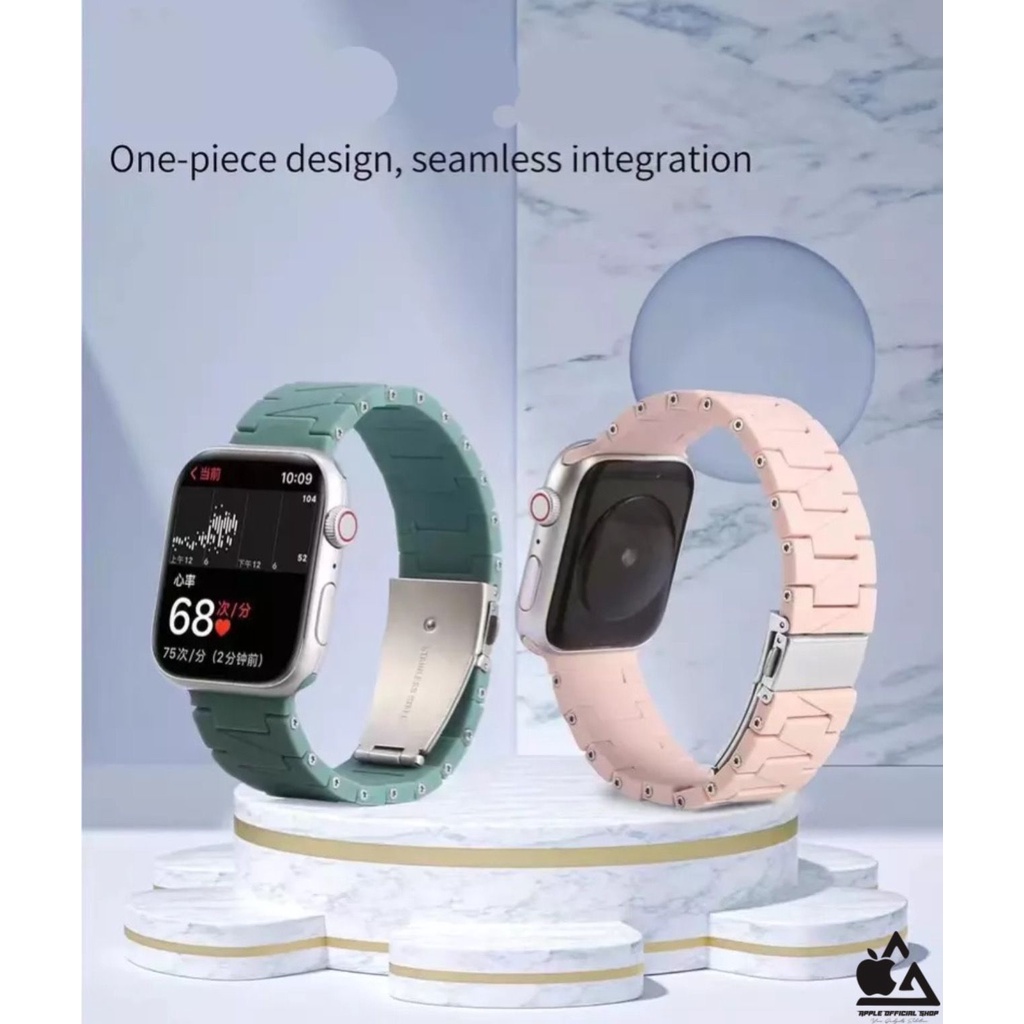 Premium Strap Apple Watch Band Model Rantai Link Bracelet 49MM 45mm 41mm 44mm 40mm 42mm 38mm Series 1 2 3 4 5 6 7 SE Tali Sport Band Strap iWatch Jam Tangan Model Rantai Stainless Steel Smart Watch Silicone Silikon Rubber Case