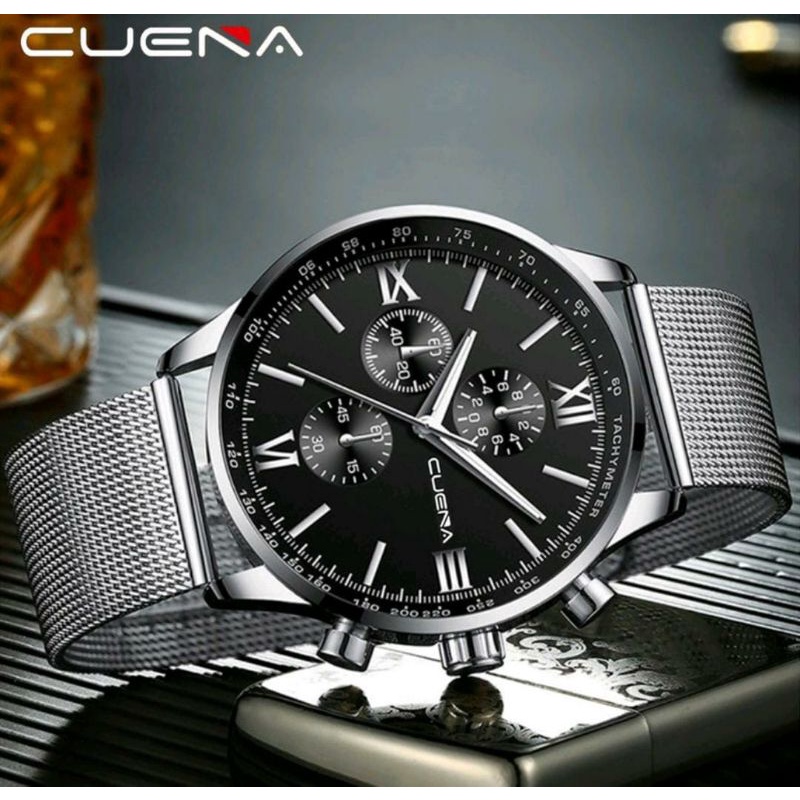 Jam Tangan CUENA Jam Tangan Pasir Magnet Jam Tangan Gesper Cuena Pria Jam Tangan Pria Stainliss Steel