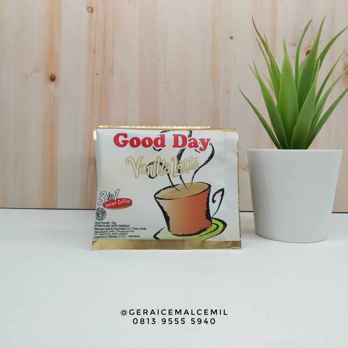

vf0100f Kopi Good Day Vanilla Latte | 1 Renceng (10 Pcs) Ds20X11