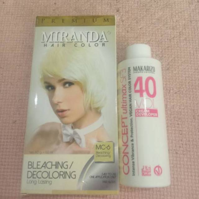 Paket bleaching cat rambut Miranda dan makarizo oxydant 40 vol