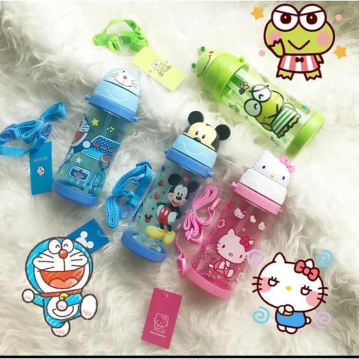 Botol Minum Kepala Karakter Keropi , Hello Kitty , Doraemon , Mickey tempat air minum sekolah bekal anak