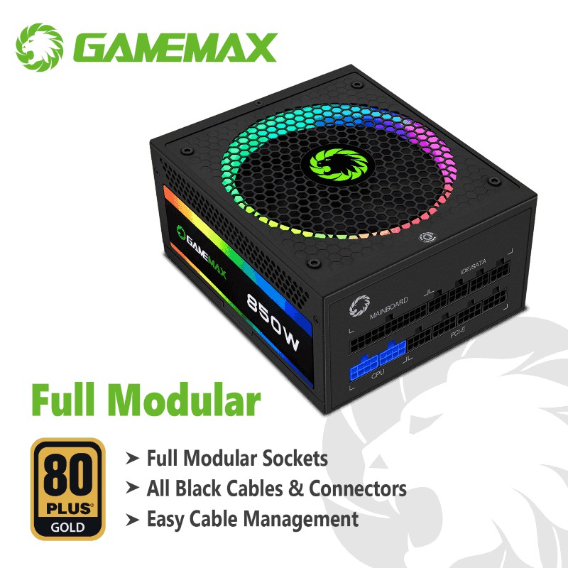 Gamemax Psu 850W RGB 80+ Gold Full Modular