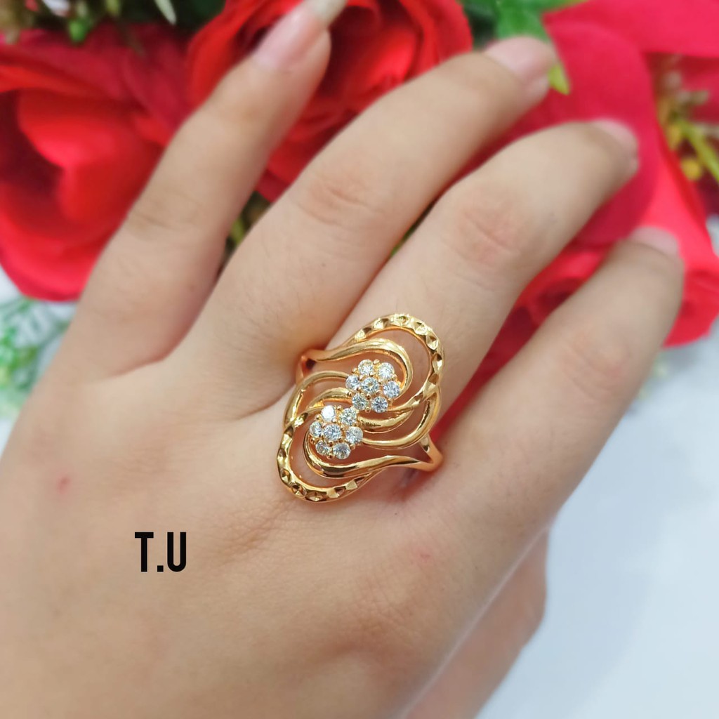 Cincin TITANIUM Dewasa Dubai pertama zircon kualitas terbaik perhiasan wanita Gold variasi motif