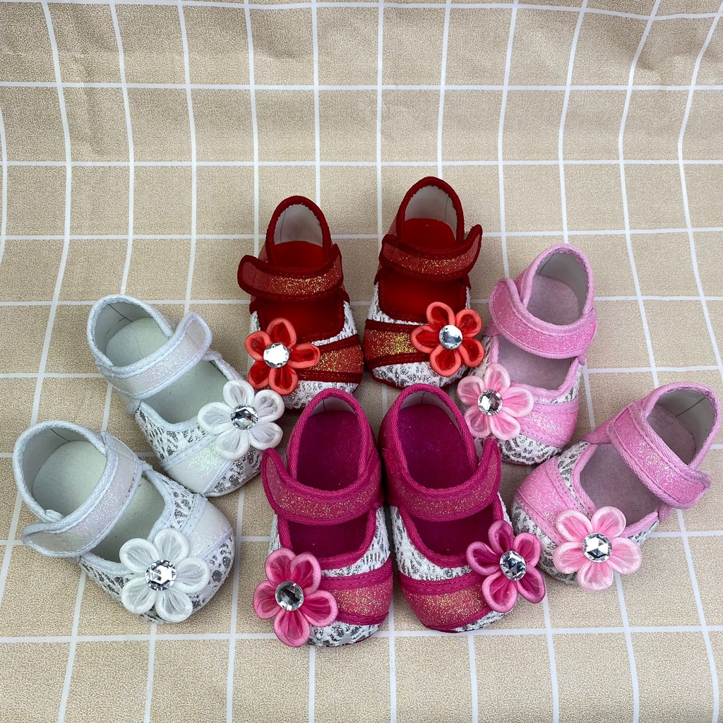 mandirishoestore-SEPATU BABY BAYI PREWALKER BUNGA PESTA ANAK 0-12 BULAN FPY18