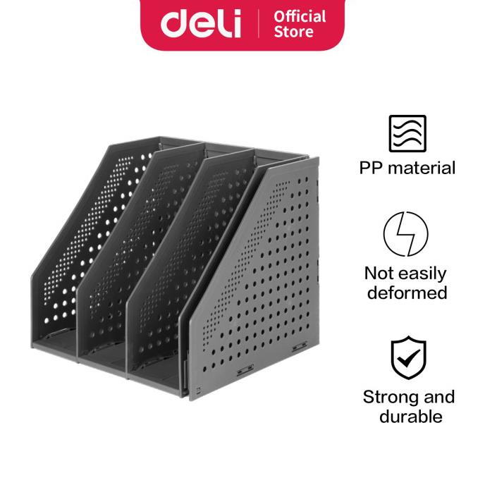 

Deli File Tray / Rak Box File Fleksibel Bahan Plastik 4 Sekat 78996 - Abu Tua