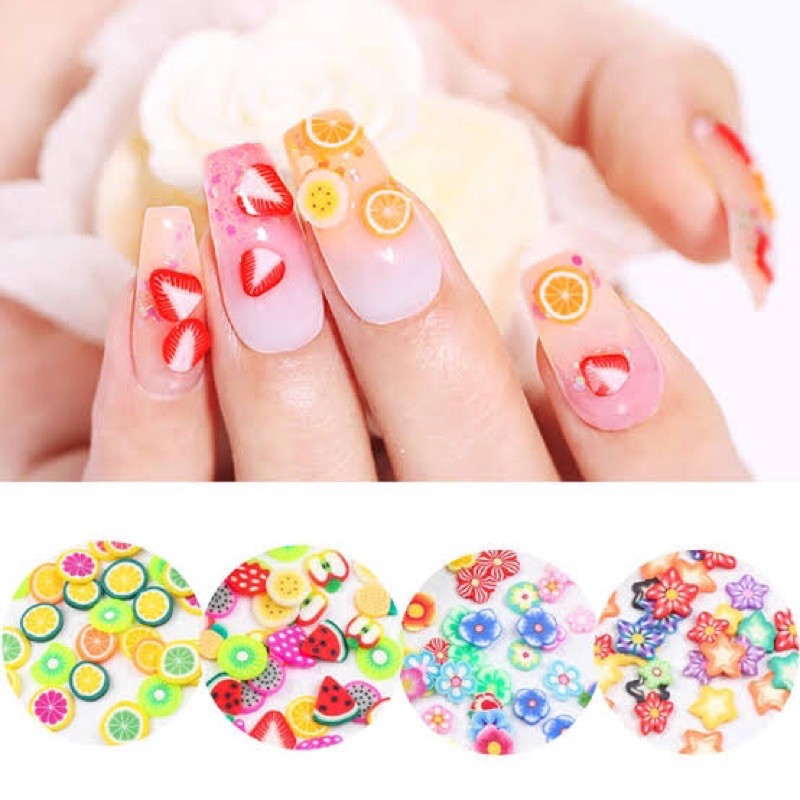 FIMO nail wheel acc nailart buah buahan fruit fimo hiasan nailart