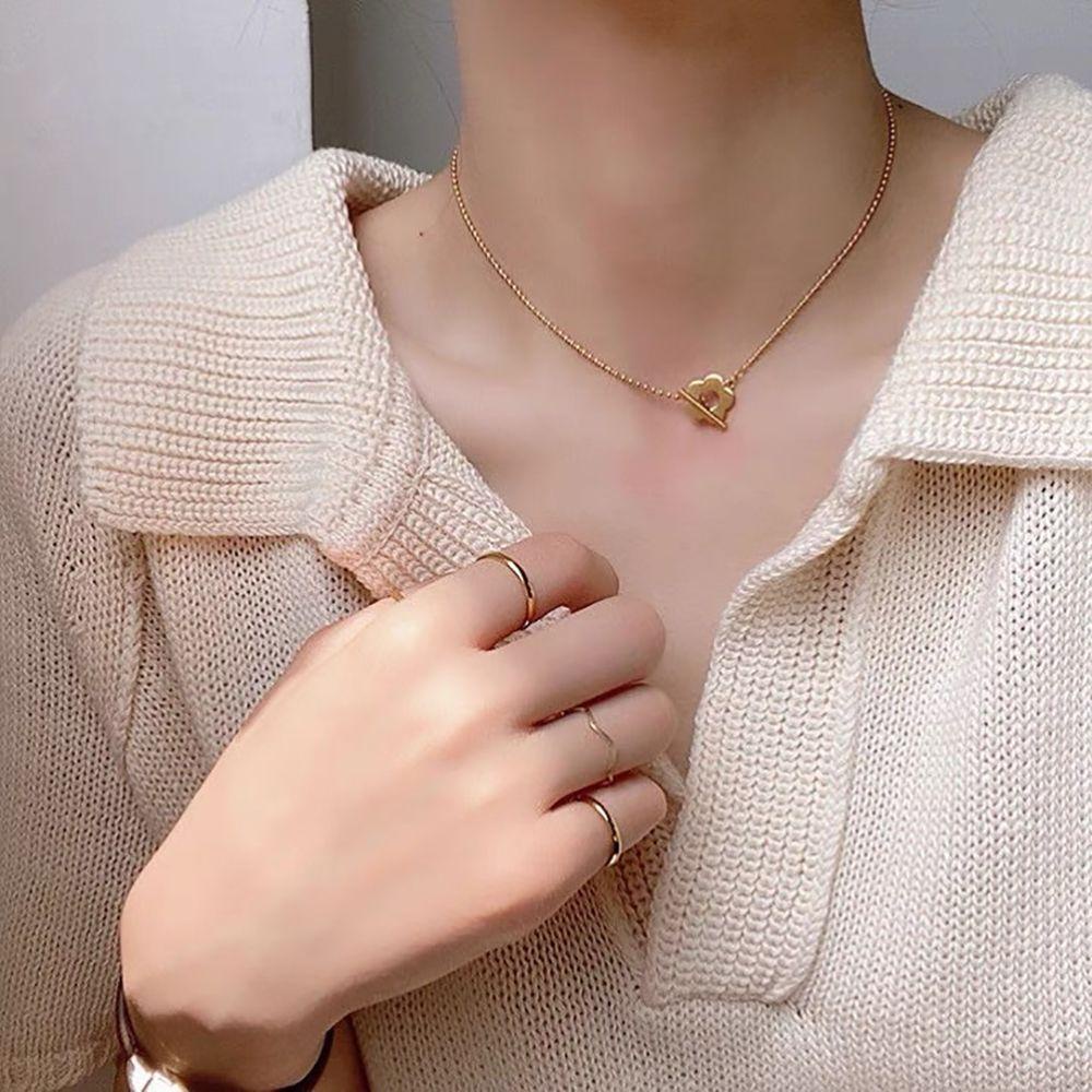 Agustina Kalung Bunga Berongga Retro Bohemian OT Gesper Choker Alloy Gaya Korea Gelang
