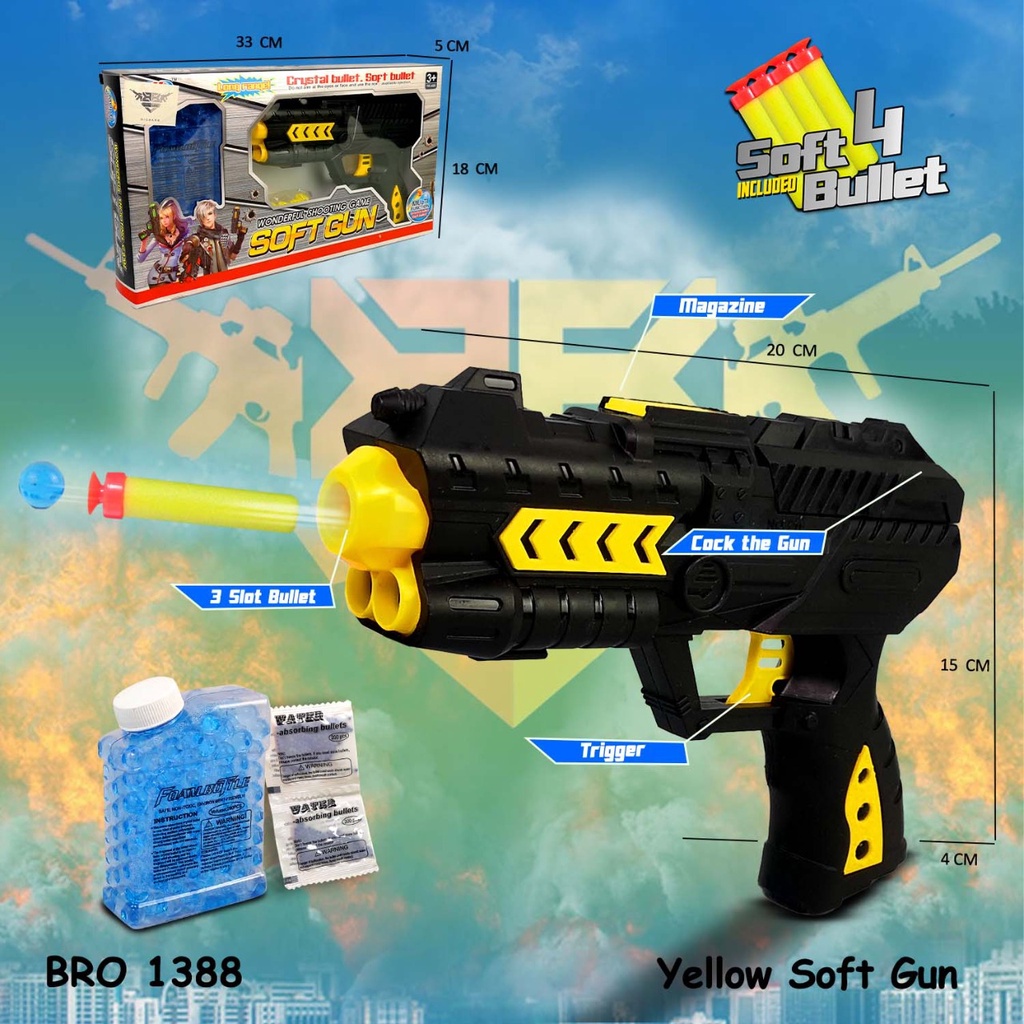 MURAH BRO1388 Pistol Pistolan Peluru Busa Soft Bullet Air Jelly Hydrogel Mainan Anak BIGBANG