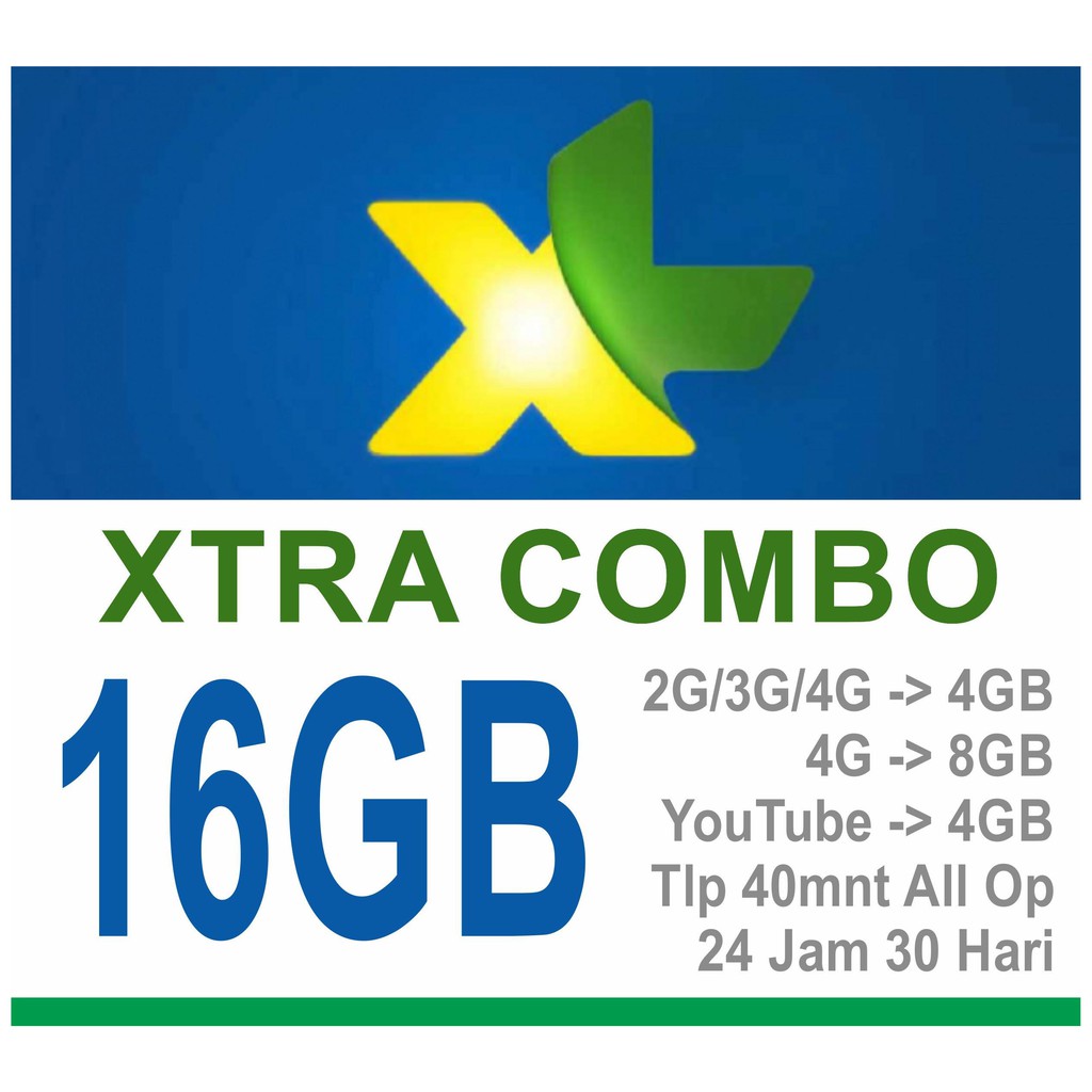 XL XTRA COMBO 16GB 30HARI + 40MENIT TELPON ALL OPERATOR/30hari