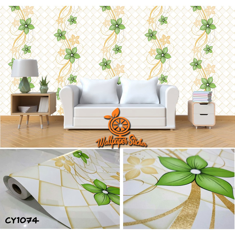 Wallpaper Dinding Kamar - Ruang Tamu - Wallstiker dinding - Wallpaper Tembok Tupat Hijau 10M