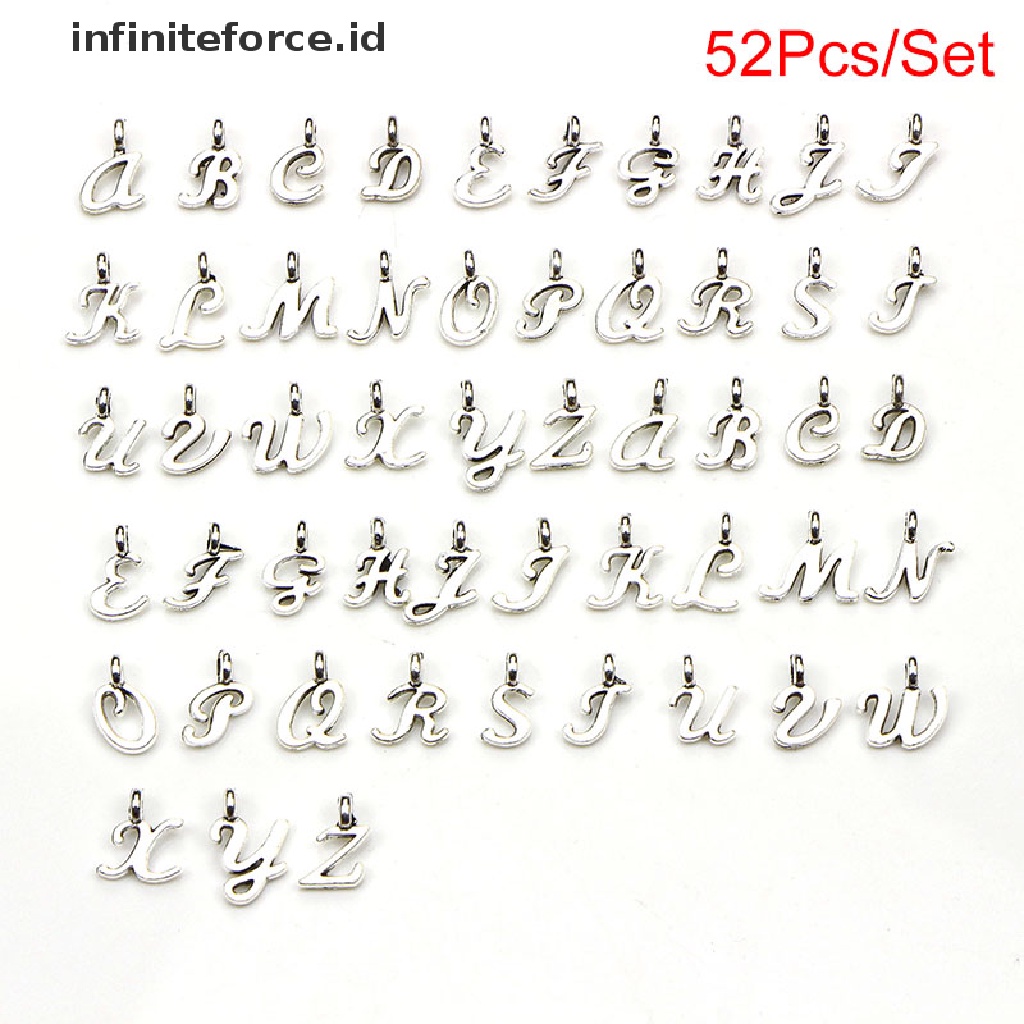 (Infiniteforce.Id) 52pcs / Set Liontin Silver Tibet 26 Huruf A-Z Diy