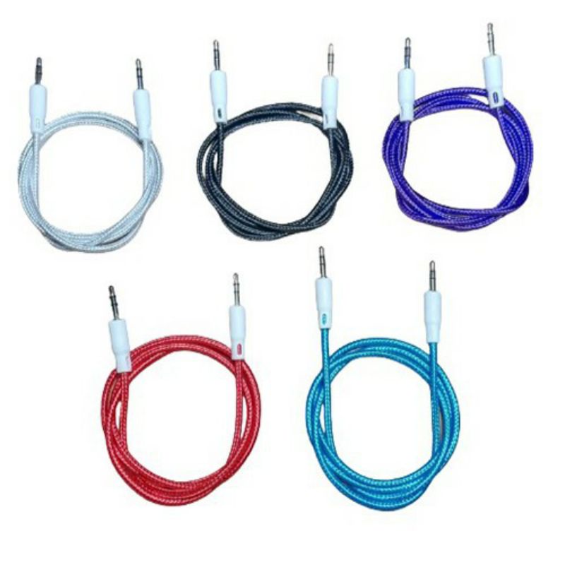 Kabel Audio Aux 1Meter Male to Male Headphone Jack 3.5mm Model Tali Sepatu